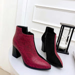 Red and Black Snakeskin Booties - Vignette | Snakes Store