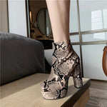 Snakeskin Block Heel Booties - Vignette | Snakes Store