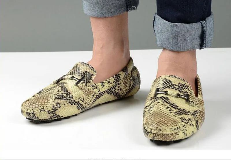 Beige Snakeskin Moccasins Snakes Store