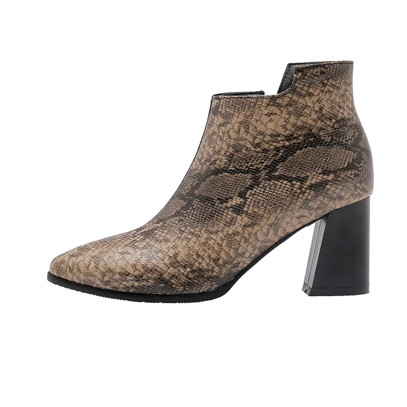 Brown and Black Snakeskin Booties Snakes Store