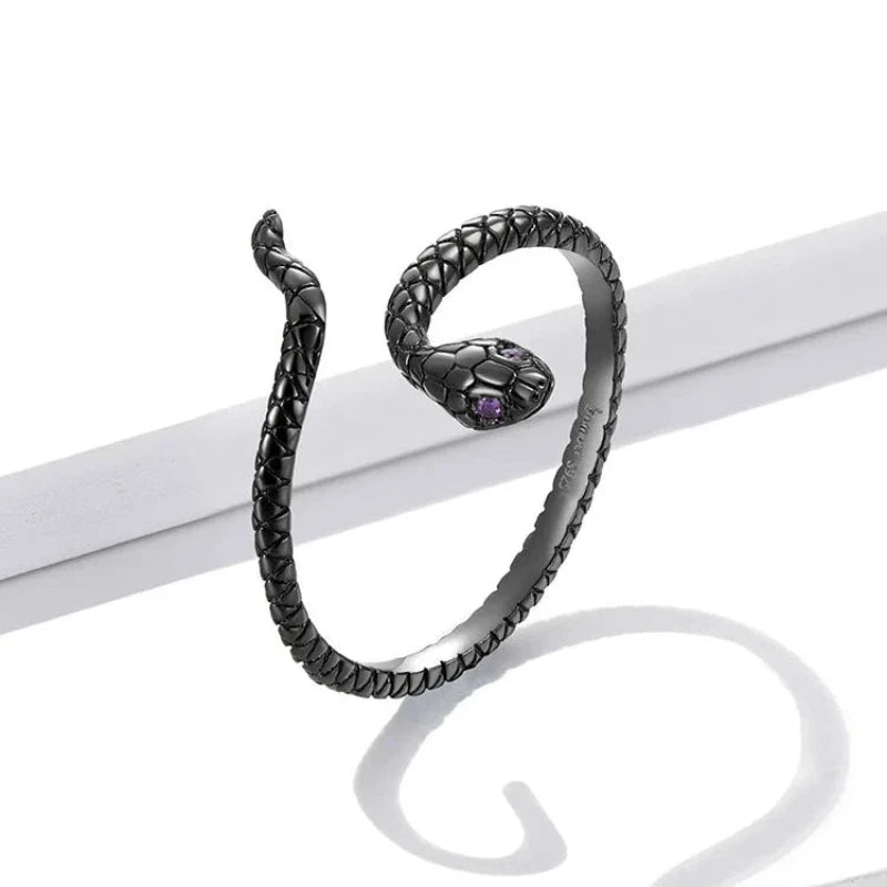 Black Snake with Silver Ring Snakes Store