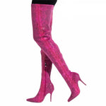 Pink Snakeskin Thigh High Boots - Vignette | Snakes Store