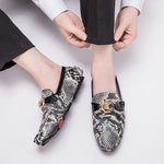 Black and White Snakeskin Moccasins - Vignette | Snakes Store