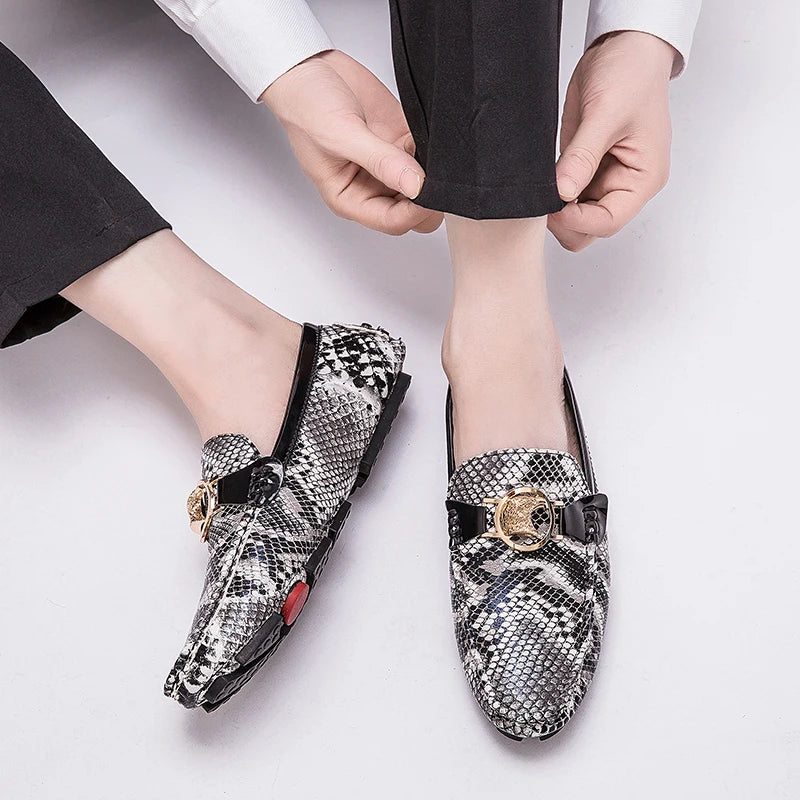 Black and White Snakeskin Moccasins Snakes Store