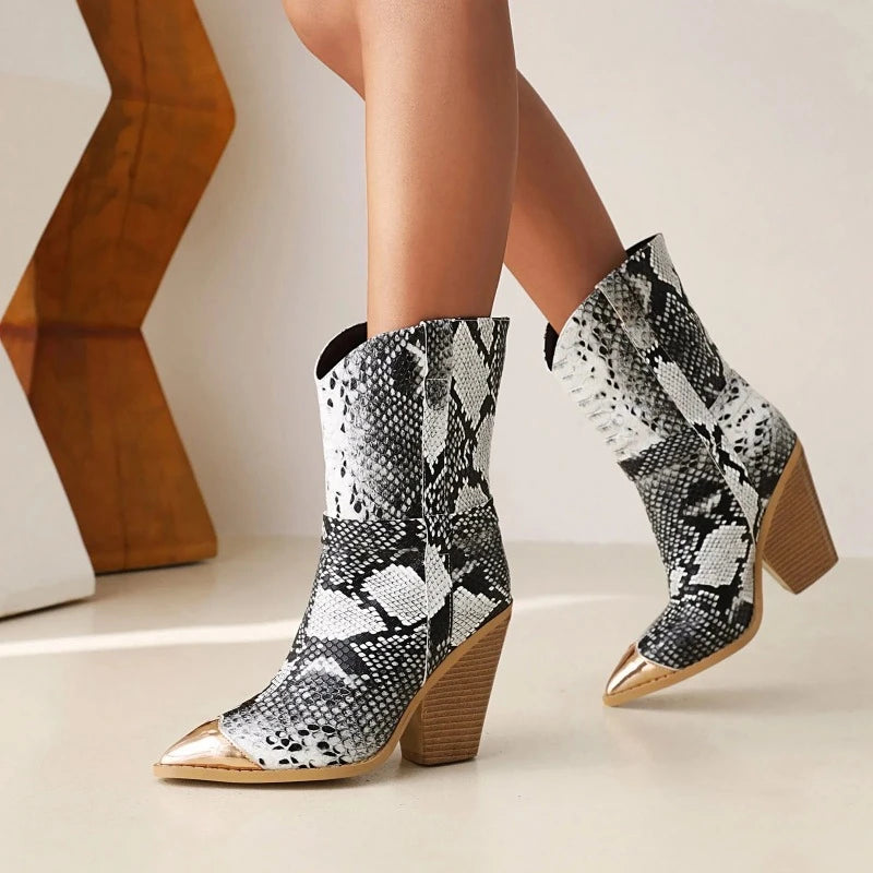 Faux Snakeskin Booties Snakes Store