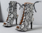 Peep Toe Snakeskin High Heels - Vignette | Snakes Store