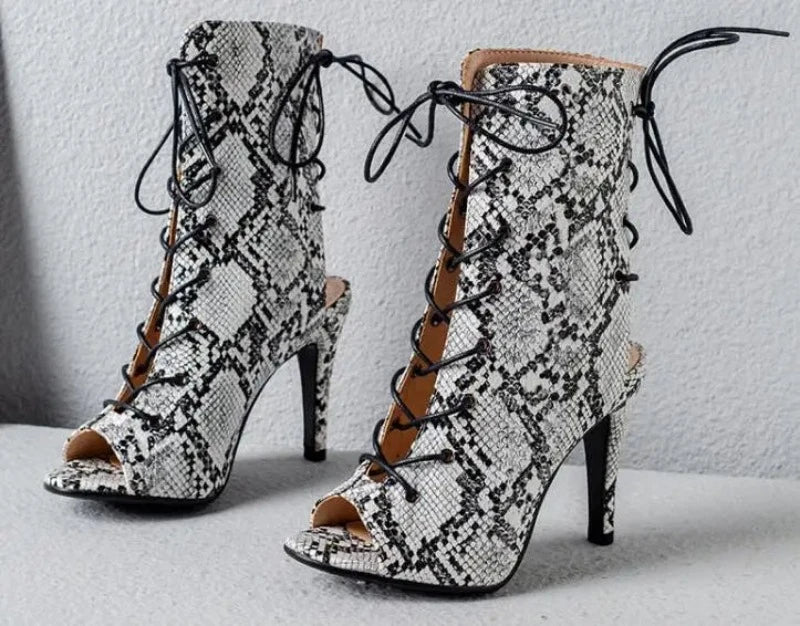 Peep Toe Snakeskin High Heels Snakes Store