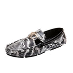 Black and White Snakeskin Moccasins - Vignette | Snakes Store