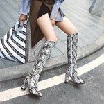 Grey Snakeskin Knee High Boots - Vignette | Snakes Store