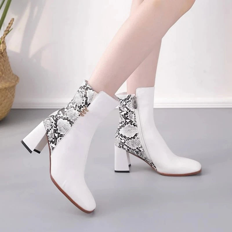 White Snakeskin Booties Snakes Store