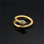 Gold Snake Ring with Green Eyes - Vignette | Snakes Store