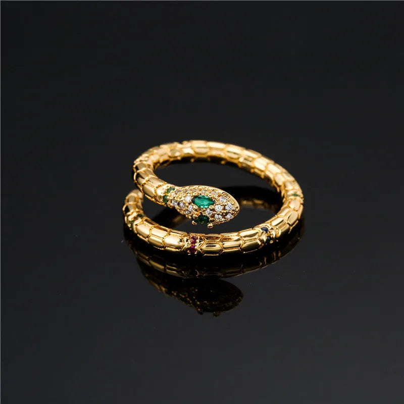 Gold Snake Ring with Green Eyes Snakes Store