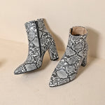 Grey Snakeskin Booties - Vignette | Snakes Store