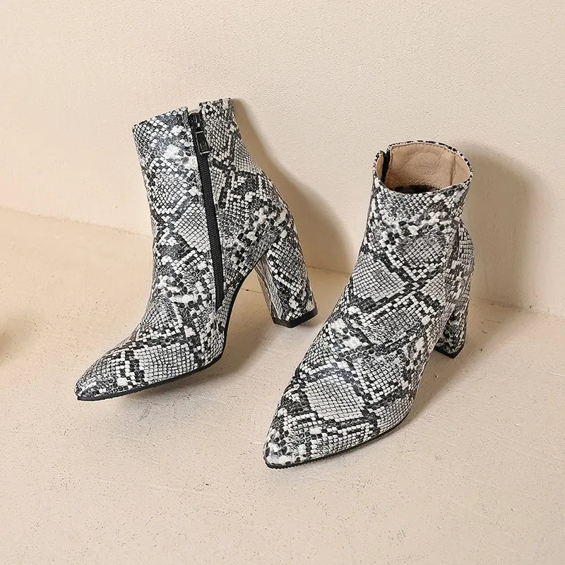 Grey Snakeskin Booties Snakes Store