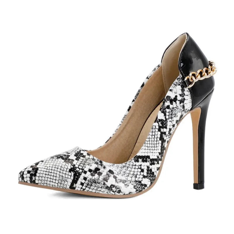 Black and White Snakeskin Pumps Snakes Store