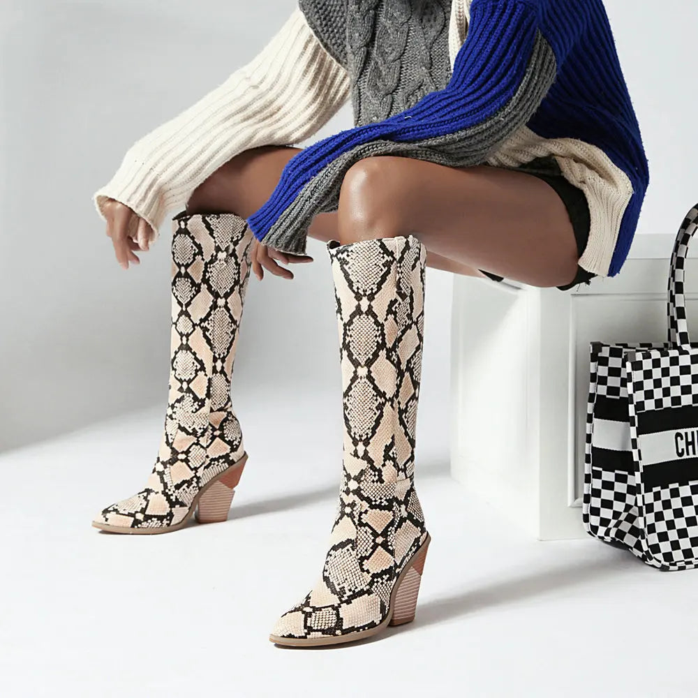 Womens Snakeskin Knee High boots Snakes Store™