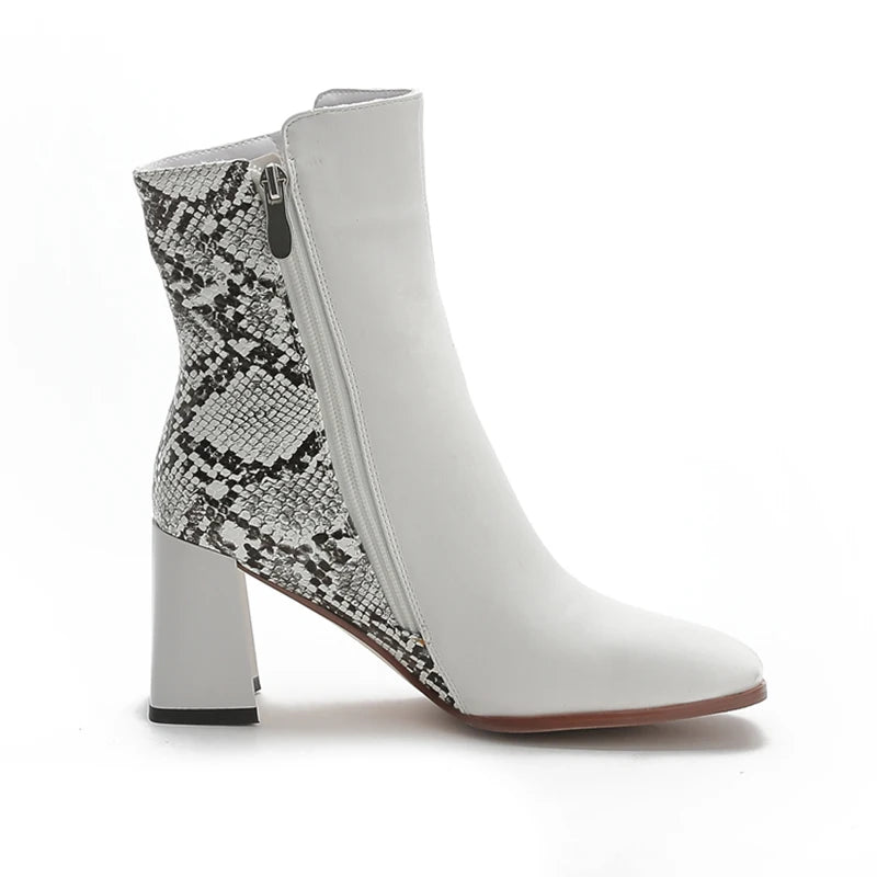 White Snakeskin Booties Snakes Store