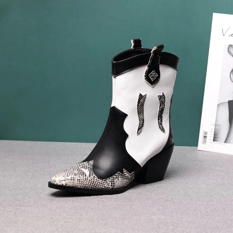 Black and White Snakeskin Cowgirl Boots Snakes Store