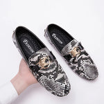 Black and White Snakeskin Moccasins - Vignette | Snakes Store