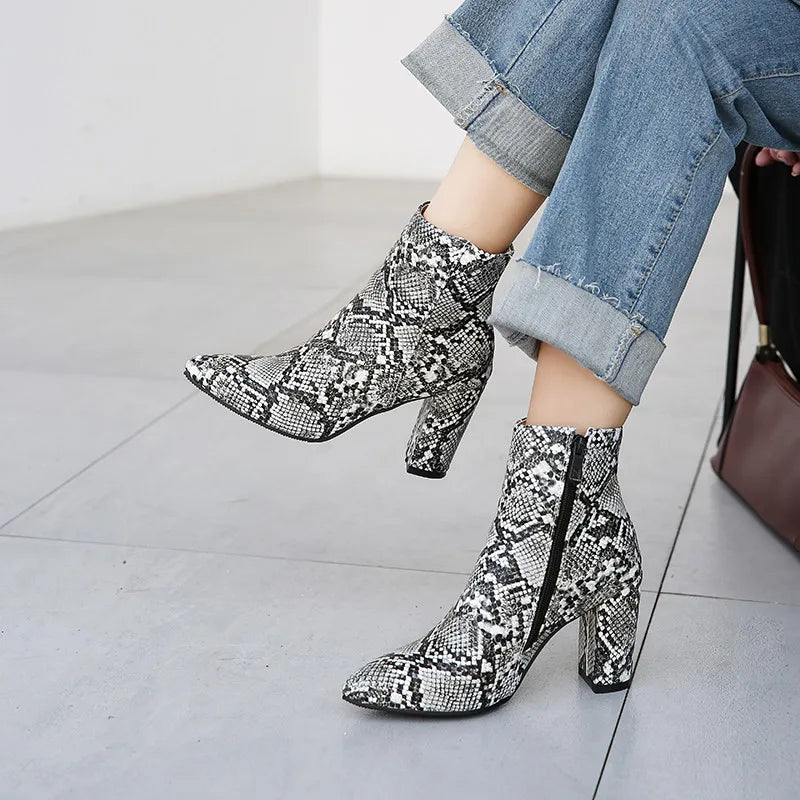 Grey Snakeskin Booties Snakes Store