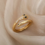 Crystal Snake Ring Gold - Vignette | Snakes Store