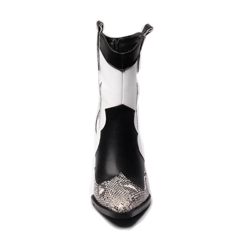 Black and White Snakeskin Cowgirl Boots Snakes Store