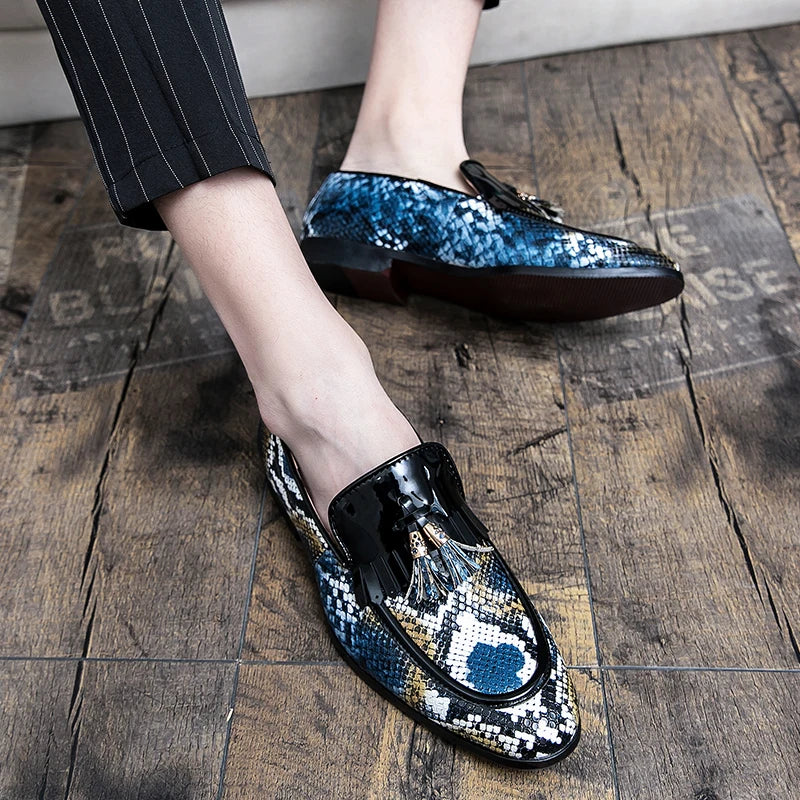 Snake Print Tassel Loafers Snakes Store