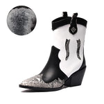 Black and White Snakeskin Cowgirl Boots - Vignette | Snakes Store