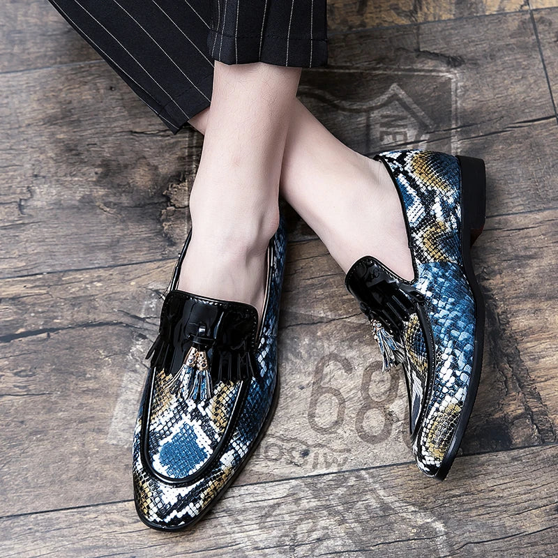 Snake Print Tassel Loafers Snakes Store