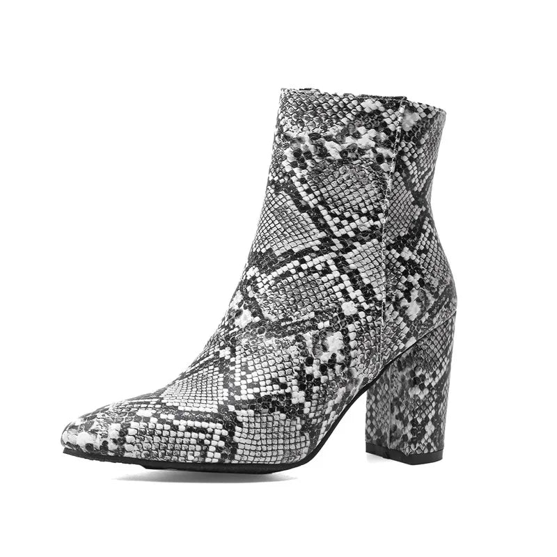 Grey Snakeskin Booties Grey PU Leather Snakes Store