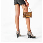 Snakeskin Booties Low Heel - Vignette | Snakes Store