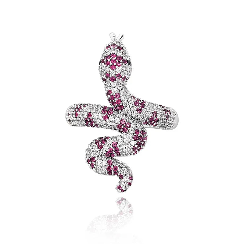 Cute Snake Ring Red Cubic Zirconia Snakes Store