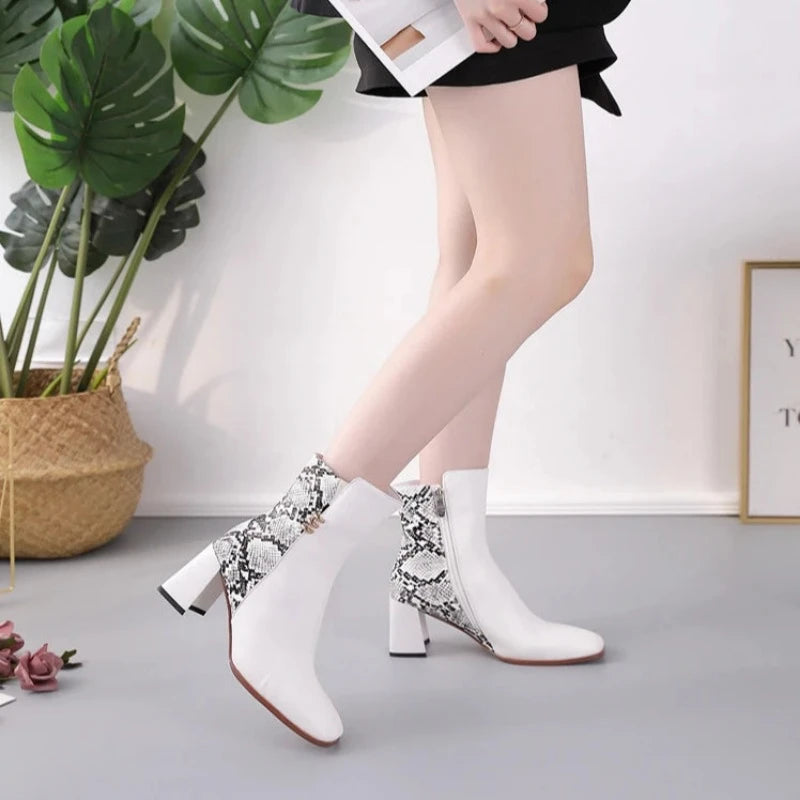 White Snakeskin Booties Snakes Store