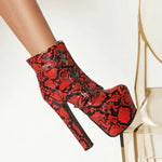 Chunky Heel Snakeskin Booties - Vignette | Snakes Store