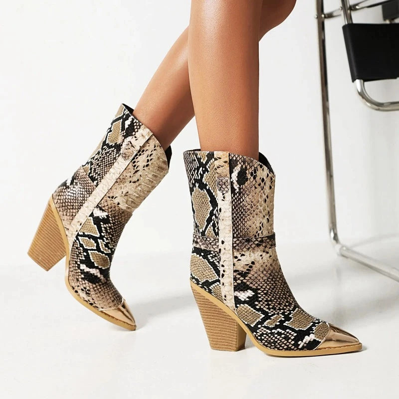 Faux Snakeskin Booties Snakes Store