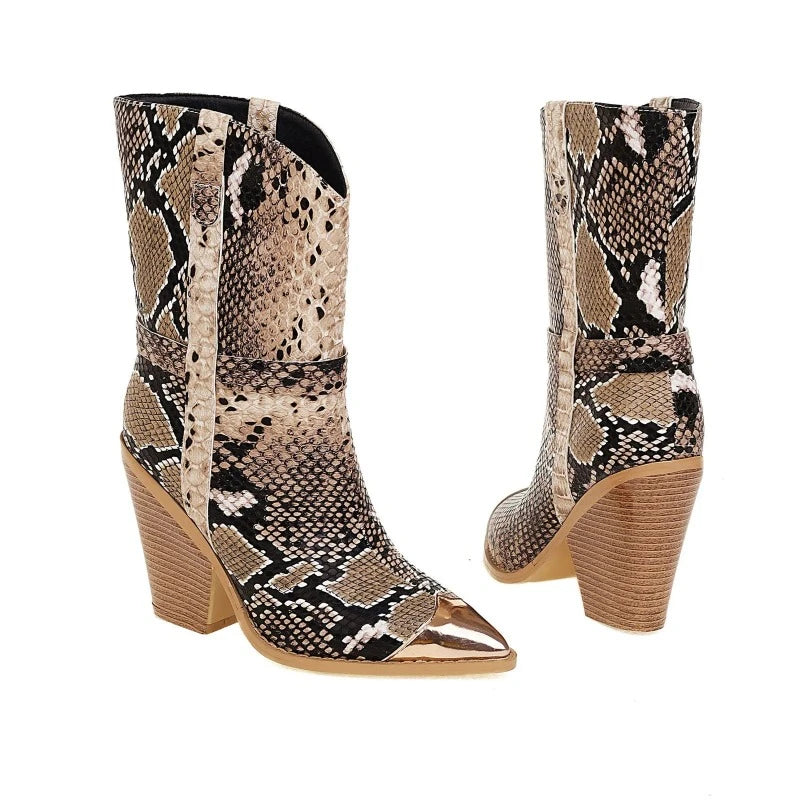 Faux Snakeskin Booties Snakes Store