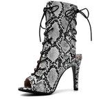 Peep Toe Snakeskin High Heels - Vignette | Snakes Store