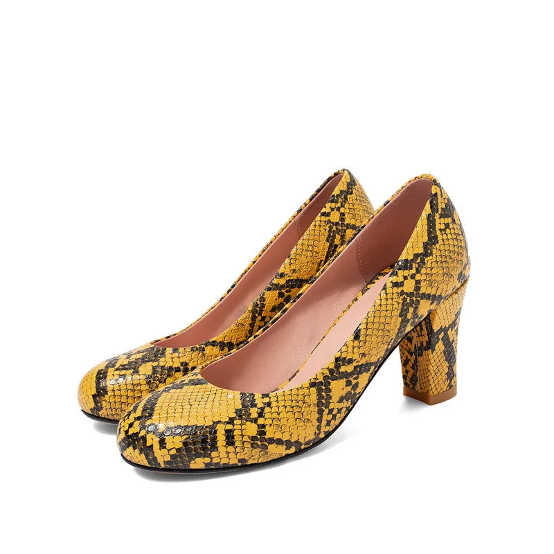 Snakeskin Pumps Block Yellow Snakes Store