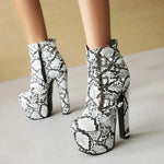 Chunky Heel Snakeskin Booties - Vignette | Snakes Store