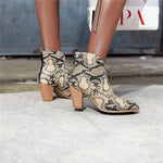 Beige Snakeskin Booties - Vignette | Snakes Store