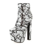 Chunky Heel Snakeskin Booties - Vignette | Snakes Store