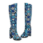 Blue Snakeskin Knee High Boots - Vignette | Snakes Store