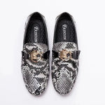 Black and White Snakeskin Moccasins - Vignette | Snakes Store