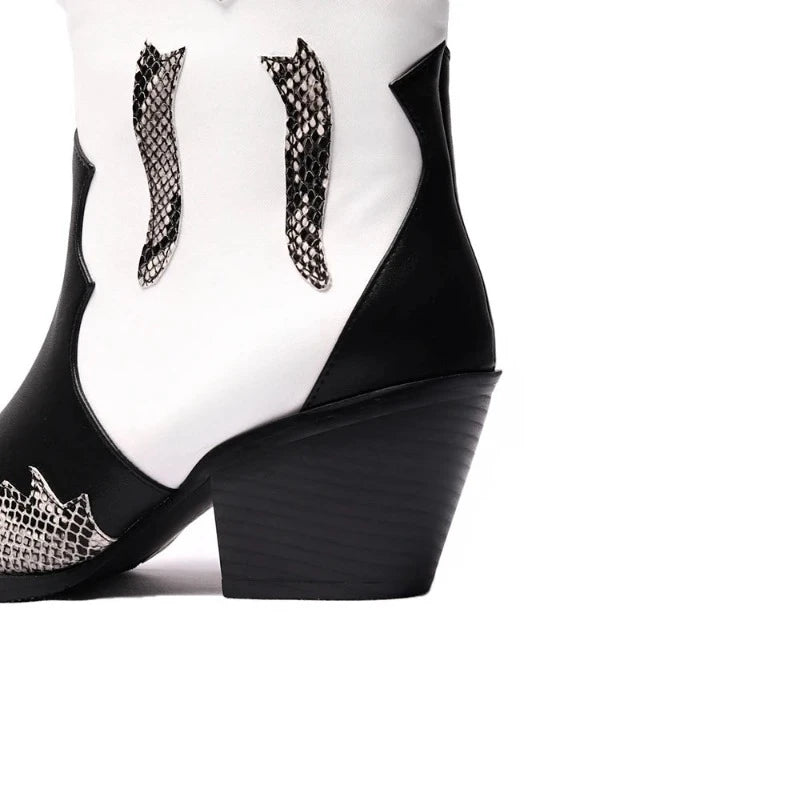 Black and White Snakeskin Cowgirl Boots Snakes Store