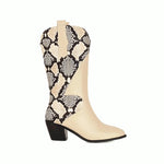 Beige Snakeskin Cowgirl Boots - Vignette | Snakes Store