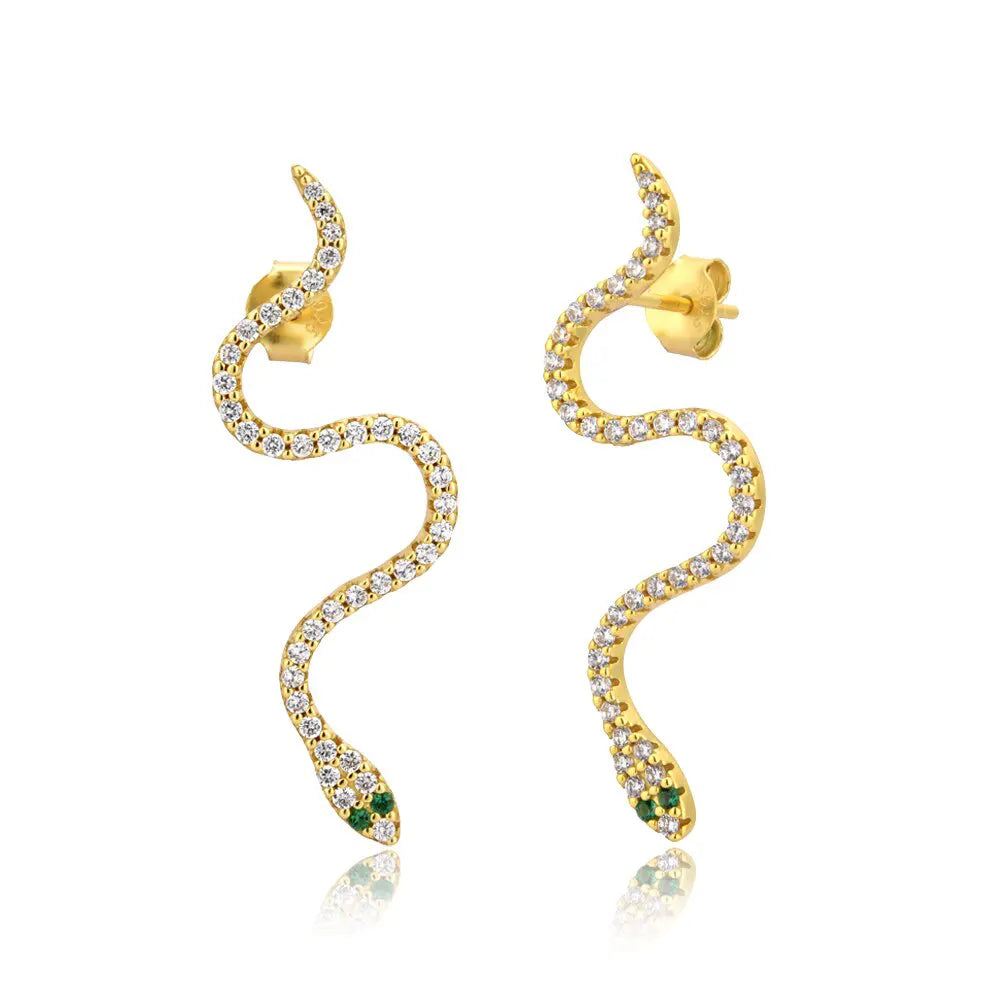 Long Snake Earrings Gold China Snakes Store™