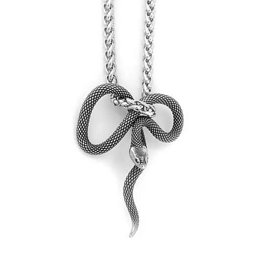 Mens Snake Pendant Necklace Silver Snakes Store™