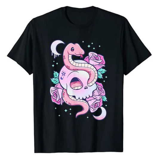 Pink Snake Print T-shirt Black Snakes Store™