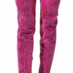 Pink Snakeskin Thigh High Boots - Vignette | Snakes Store