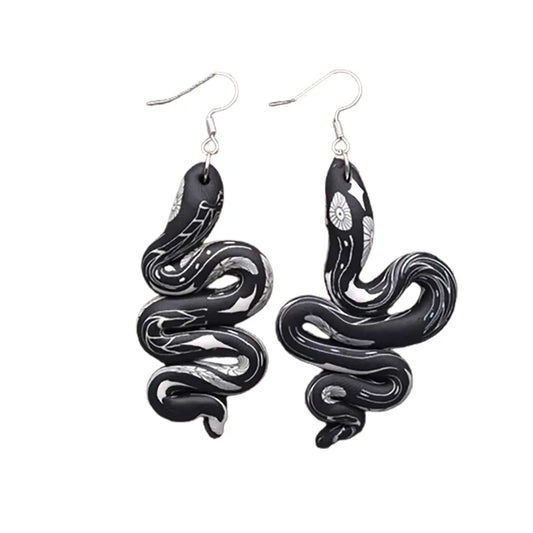 Polymer Clay Snake Earrings Black Snakes Store™
